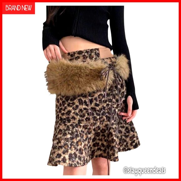 Faux Fur Tie Waist Wide Leather Belt for Dresses Jeans Vintage Accessory main image 6